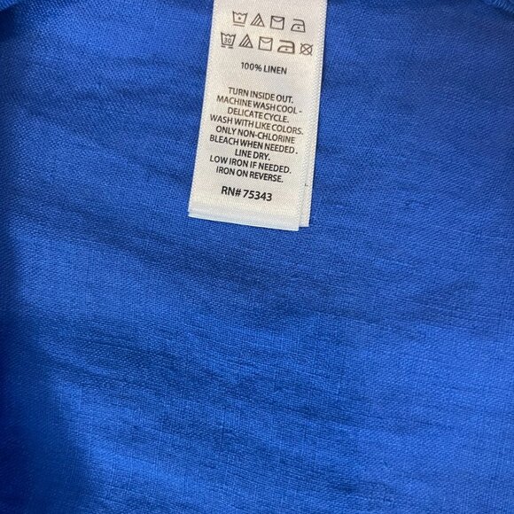 Isaac Mizrahi. Women's blouse in blue, short sleeves, 100% linen. Made in India - Picture 5 of 6